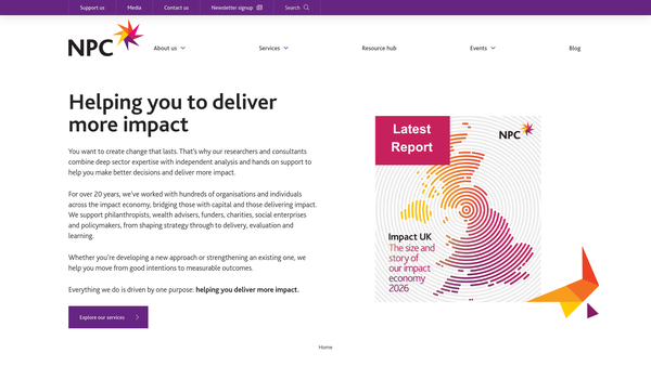 Screenshot of the New Philanthropy Capital website