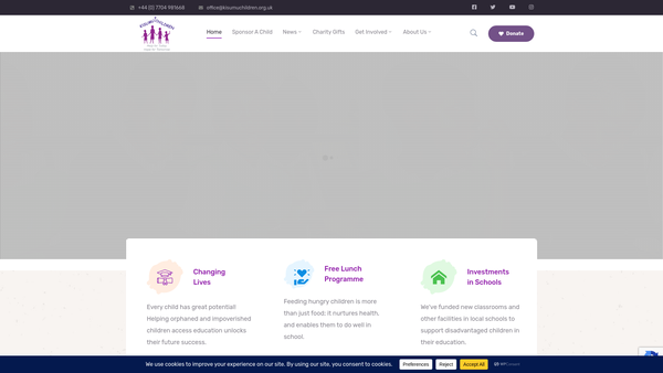 Screenshot of the The Kisumu Children Trust website