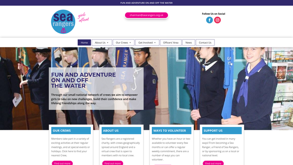 Screenshot of the Woking Sea Rangers-Srs Wakeful website