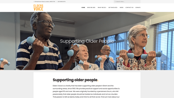 Screenshot of the Elders' Voice website