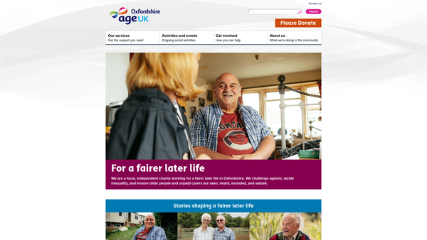 Screenshot of the Age UK Oxfordshire website