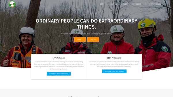Screenshot of the Suffolk Lowland Search And Rescue website