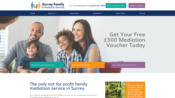 Screenshot of the Surrey Family & Mediation Services website