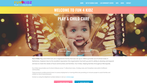 Screenshot of the Fun 4 Kidz website