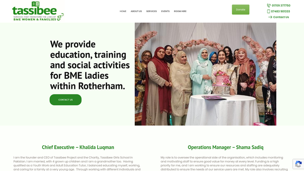 Screenshot of the Tassibee Project website