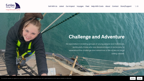 Screenshot of the The Cirdan Sailing Trust (Incorporating The Faramir Trust) Limited website