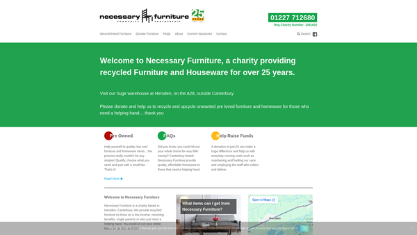 Screenshot of the Necessary Furniture website