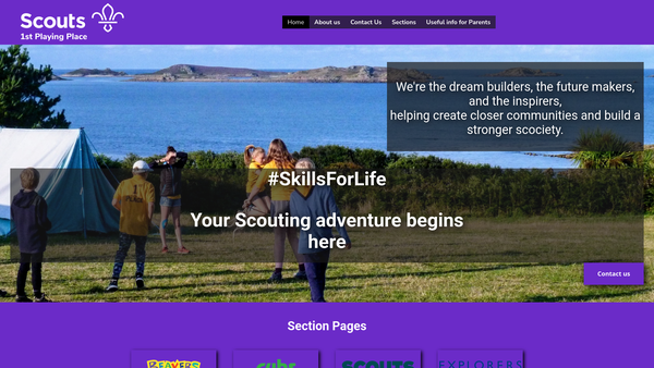 Screenshot of the First Playing Place Scout Group website
