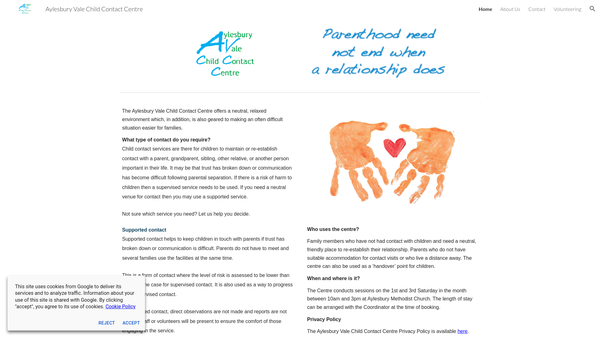 Screenshot of the Aylesbury Vale Child Contact Centre website