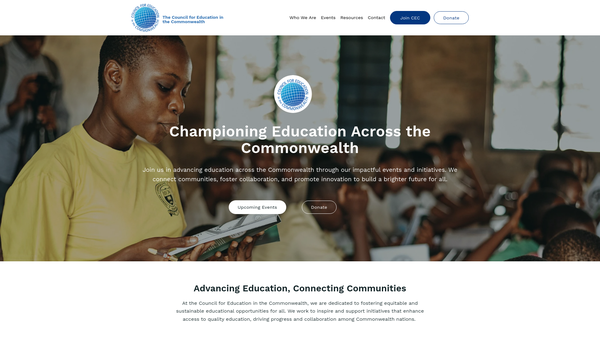 Screenshot of the Council For Education In The Commonwealth website