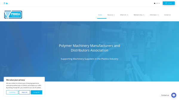 Screenshot of the Polymer Machinery Manufacturers & Distributors Association Trust Fund website