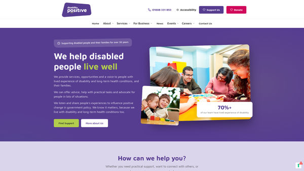 Screenshot of the Disability Positive website