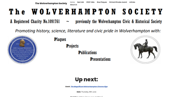 Screenshot of the The Wolverhampton Society website