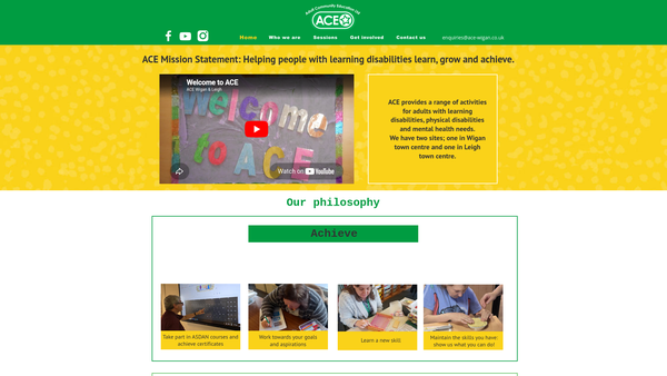 Screenshot of the Adult Community Education (Wigan) Limited website