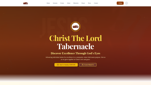Screenshot of the Christ The Lord Tabernacle website
