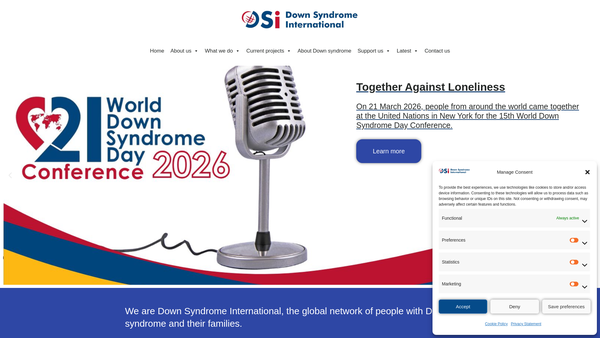 Screenshot of the Down Syndrome International website