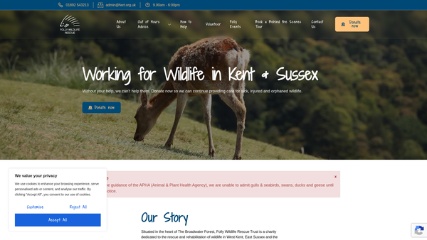 Screenshot of the The Southern Wildlife Care And Advisory Trust website
