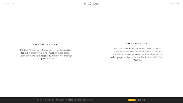 Screenshot of the The Philip Jones Griffiths Foundation website