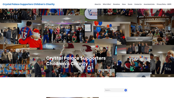Screenshot of the Crystal Palace Supporters Children's Charity website