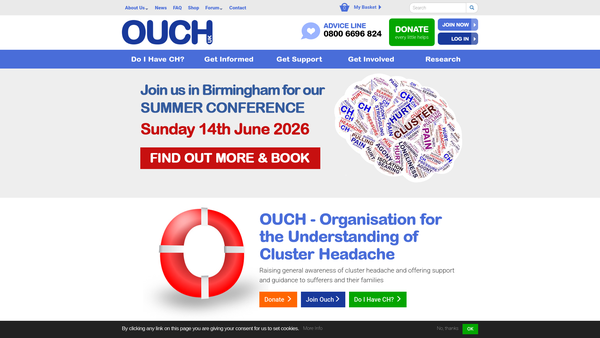 Screenshot of the Ouch (UK) website