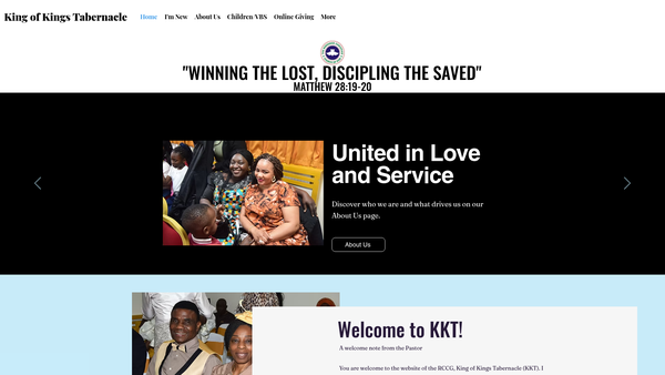 Screenshot of the Redeemed Christian Church Of God King Of Kings Tabernacle website