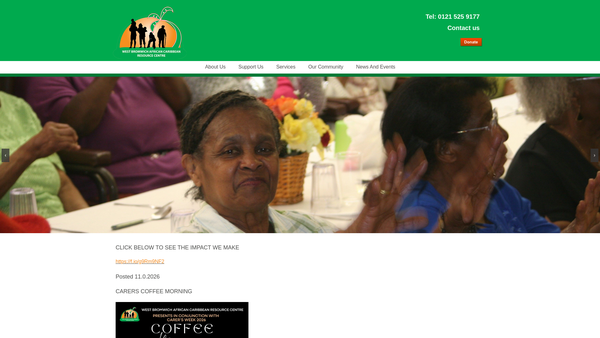 Screenshot of the West Bromwich African Caribbean Resource Centre website
