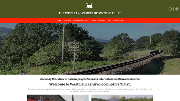 Screenshot of the The West Lancashire Locomotive Trust website