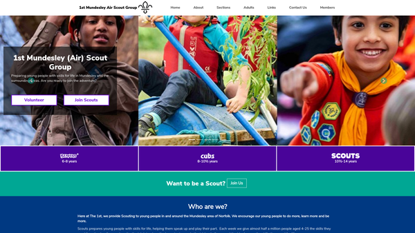 Screenshot of the 1st Mundesley (Air) Scout Group website