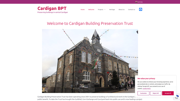 Screenshot of the Cardigan Building Preservation Trust website