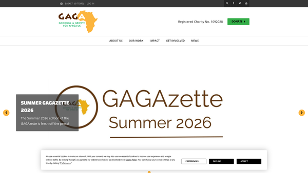 Screenshot of the Goodwill And Growth For Africa UK website