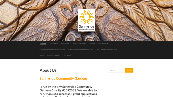 Screenshot of the Sunnyside Community Gardens website