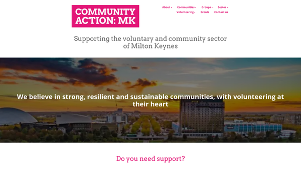 Screenshot of the Community Action: Mk website