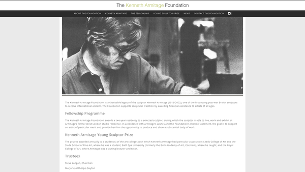 Screenshot of the The Kenneth Armitage Foundation website