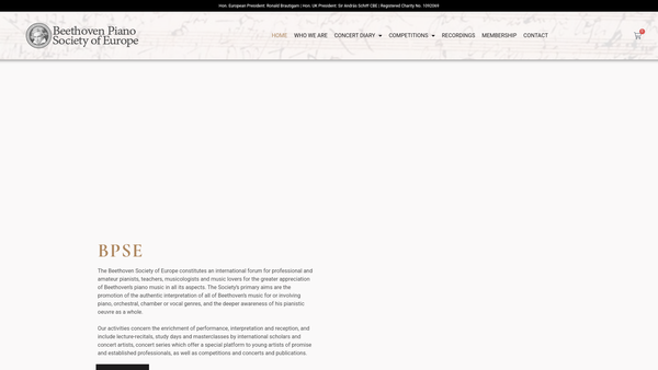 Screenshot of the The Beethoven Piano Society Of Europe website