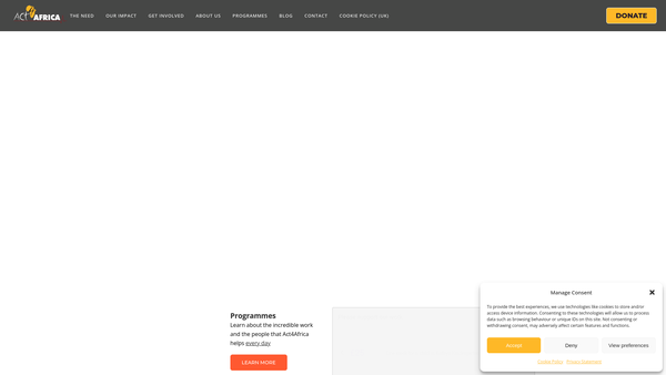 Screenshot of the Act 4 Africa website
