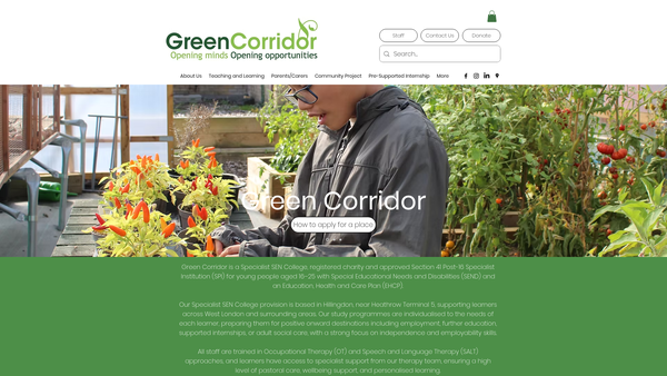 Screenshot of the The Green Corridor website