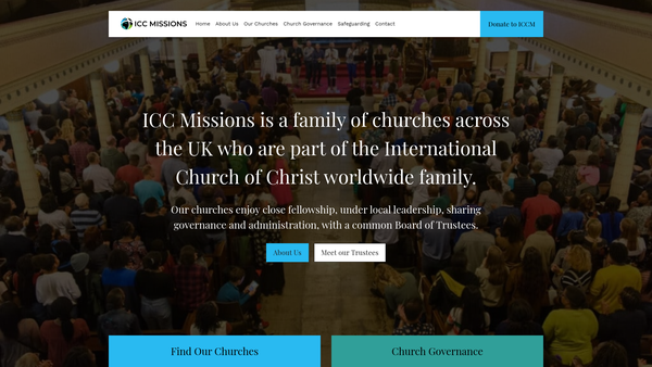 Screenshot of the Icc Missions website