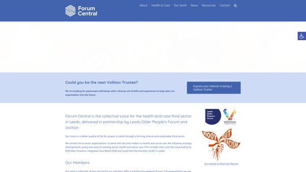 Screenshot of the Volition - Leeds website