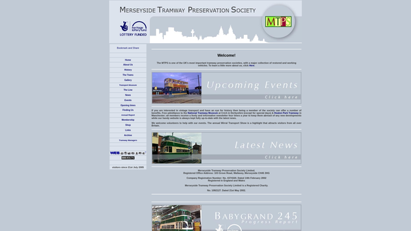 Screenshot of the The Merseyside Tramway Preservation Society Ltd website