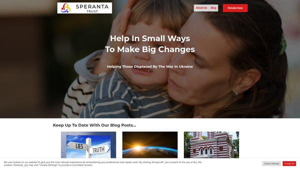 Screenshot of the Speranta Trust website
