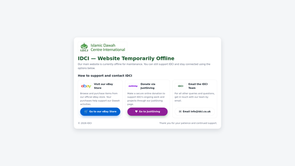 Screenshot of the Islamic Dawah Centre International website