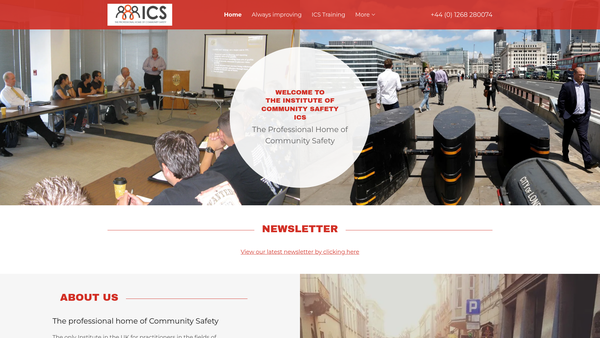 Screenshot of the Institute Of Community Safety website