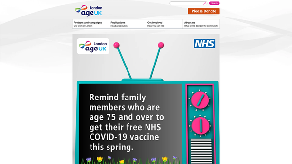 Screenshot of the Age UK London website