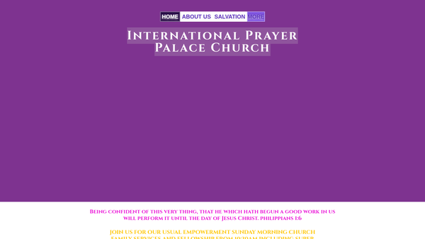 Screenshot of the International Prayer Palace Church website