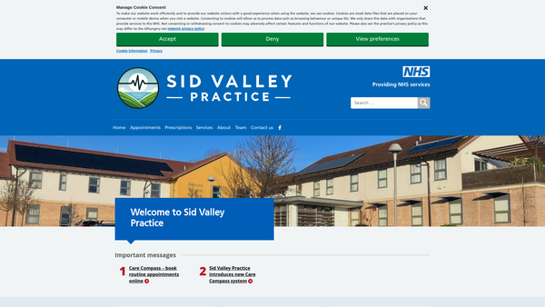 Screenshot of the Friends of Sid Valley Practice website