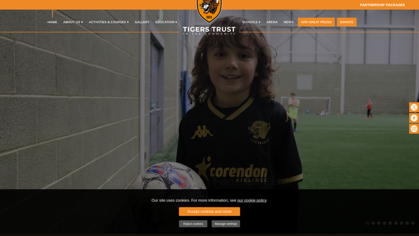 Screenshot of the Tigers Sport And Education Trust website