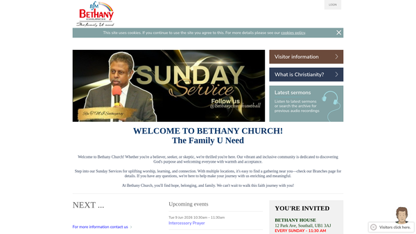 Screenshot of the Bethany Faith Ministries website