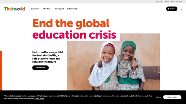 Screenshot of the Theirworld website