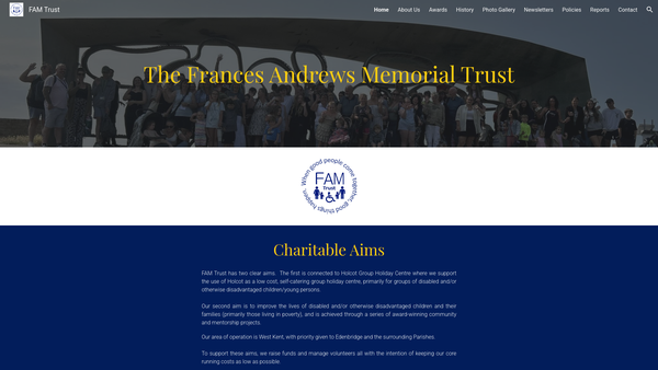 Screenshot of the The Frances Andrews Memorial Trust website