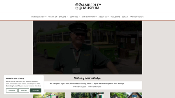 Screenshot of the Friends Of Amberley Museum And Heritage Centre website